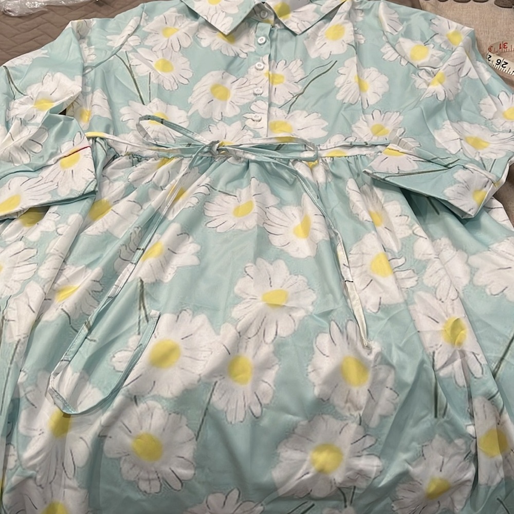 Floral Midi Waist-defined Shirt Dress/NWOT/XL - Picture 15 of 16